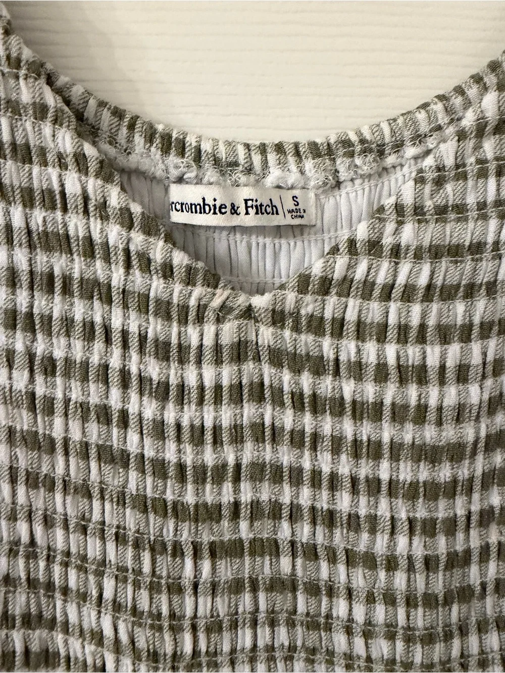 Abercrombie & Fitch Sage Gingham Maxi Dress with Puff Sleeves